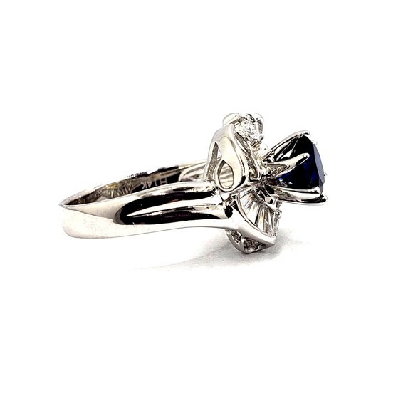 Cocktail Ring 14k white gold, Blue Cubic Zirconia Size 7.5 - Picture 11 of 13
